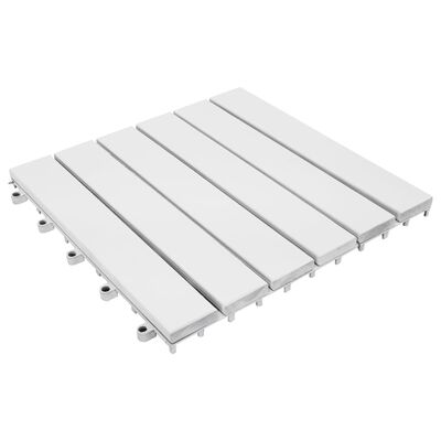 vidaXL Decking Tiles 10 pcs White 11.8"x11.8" Solid Acacia Wood