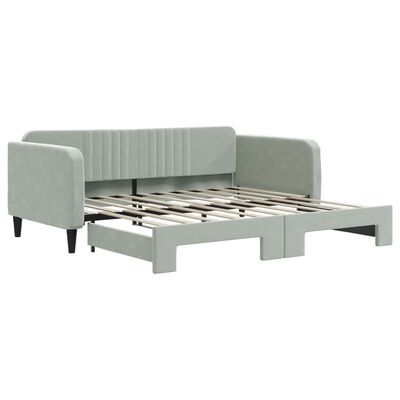 vidaXL Daybed with Trundle Light Gray 39.4"x74.8" Velvet