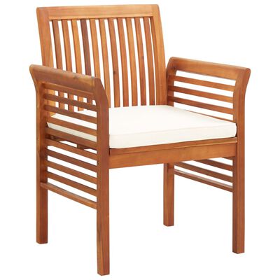 vidaXL Patio Dining Chairs with Cushions 2 pcs Solid Acacia Wood