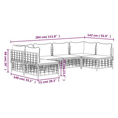 vidaXL 6 Piece Patio Lounge Set with Cushions Anthracite Poly Rattan