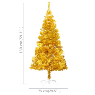 vidaXL Artificial Pre-lit Christmas Tree with Ball Set Gold 59.1" PET