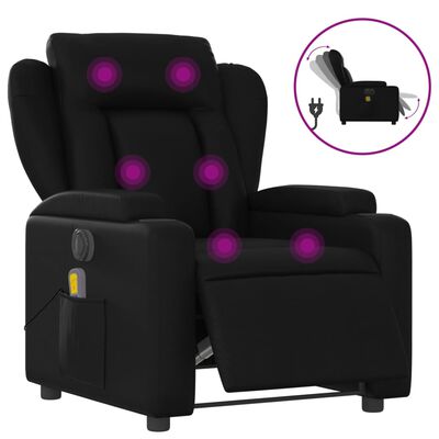 vidaXL Electric Massage Recliner Chair Black Faux Leather