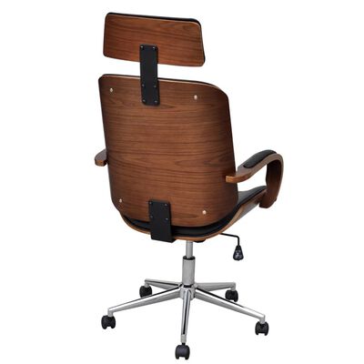 vidaXL Swivel Office Chair with Headrest Bentwood Artificial Leather