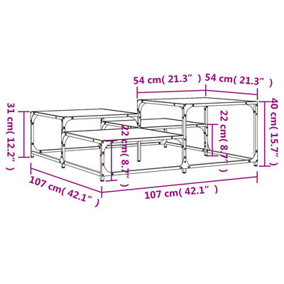 vidaXL Coffee Table Brown Oak 42.1"x42.1"x15.7" Engineered Wood