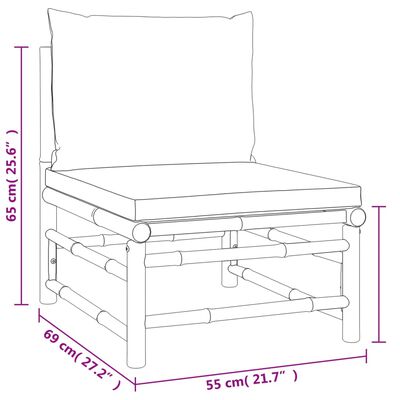 vidaXL 3 Piece Patio Lounge Set with Taupe Cushions Bamboo