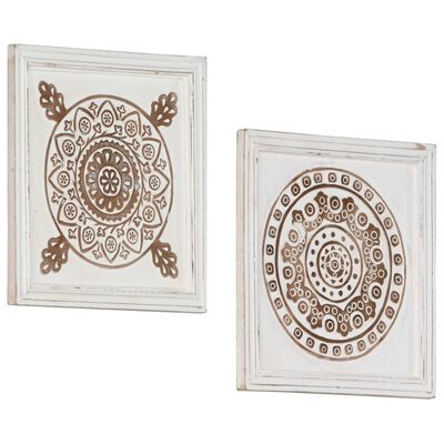 vidaXL Hand-Carved Wall Panels 2 pcs MDF 15.7"x15.7"x0.6"