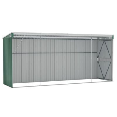 vidaXL Wall-mounted Garden Shed Green 46.5"x150.4"x70.1" Galvanized Steel