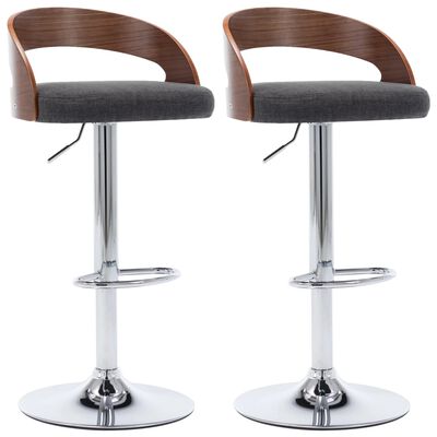 vidaXL Bar Stools 2 pcs Dark Gray Fabric and Bentwood