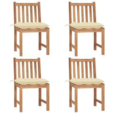 vidaXL Patio Chairs 4 pcs with Cushions Solid Teak Wood