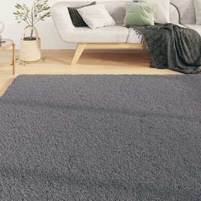 vidaXL Washable Rug Soft Shaggy Anthracite 63"x90.6" Anti Slip