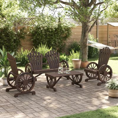 vidaXL 4 Piece Patio Lounge Set Solid Wood Fir