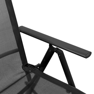 vidaXL Reclining Deck Chair Aluminum and Textilene Black