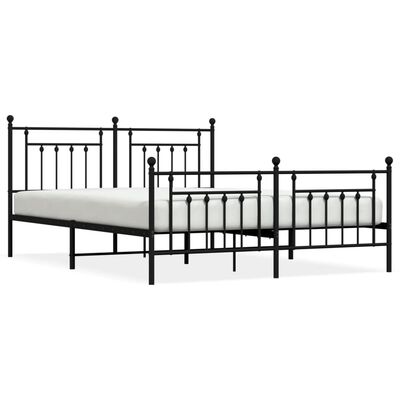 vidaXL Metal Bed Frame without Mattress with Footboard Black 72"x83.9"