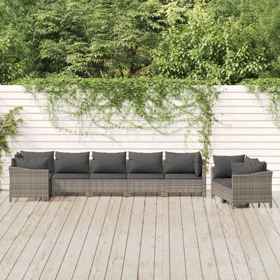 vidaXL 8 Piece Patio Lounge Set with Cushions Gray Poly Rattan