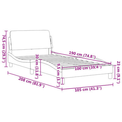 vidaXL Bed Frame without Mattress Light Gray 39.4"x74.8" Fabric