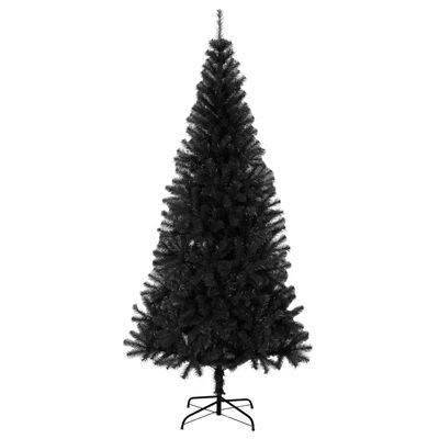 vidaXL Artificial Christmas Tree with Stand Black 7 ft PVC