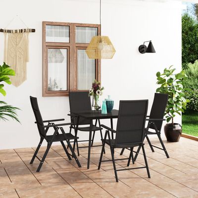 vidaXL 5 Piece Patio Dining Set Black