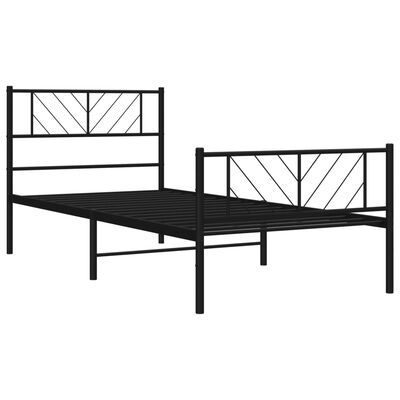 vidaXL Metal Bed Frame without Mattress with Footboard Black 39.4"x78.7"