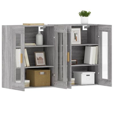 vidaXL Wall Mounted Cabinets 2 pcs Gray Sonoma Engineered Wood