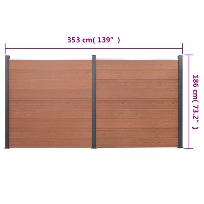 vidaXL Fence Panel Set Brown 139"x73.2" WPC