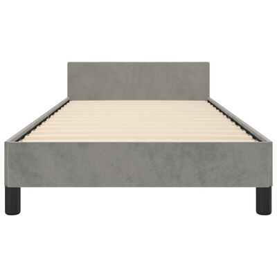 vidaXL Bed Frame with Headboard Light Gray 39.4"x79.9" Twin XL Velvet