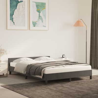 vidaXL Bed Frame without Mattress Dark Gray Queen Velvet