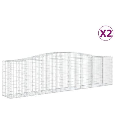 vidaXL Arched Gabion Baskets 2 pcs 157.5"x19.7"x39.4"/47.2" Galvanized Iron