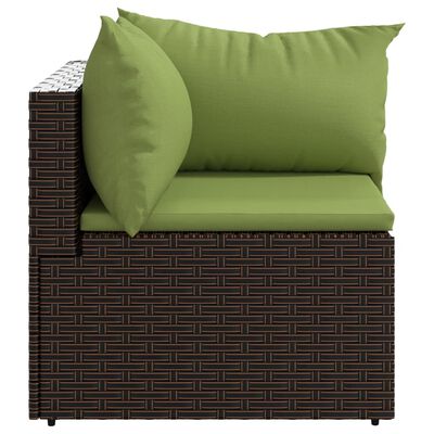 vidaXL Patio Corner Sofa with Cushions Brown Poly Rattan