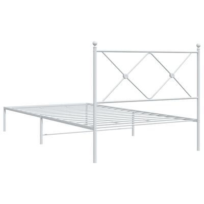 vidaXL Metal Bed Frame without Mattress with Headboard White 39.4"x78.7"