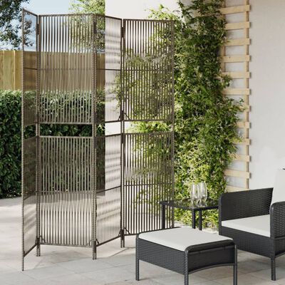 vidaXL Room Divider 4 Panels Gray Poly Rattan