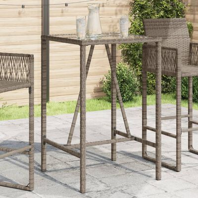 vidaXL Patio Bar Table Gray 27.6"x27.6"x43.3" Poly Rattan