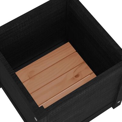 vidaXL Garden Planters 2 pcs Black 15.7"x15.7"x15.7" Solid Wood Pine