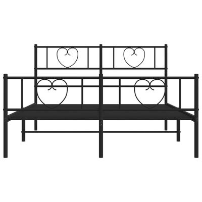 vidaXL Metal Bed Frame without Mattress with Footboard Black 59.1"x78.7"