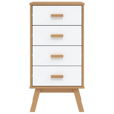 vidaXL Bedside Cabinet OLDEN White and Brown Solid Wood Pine