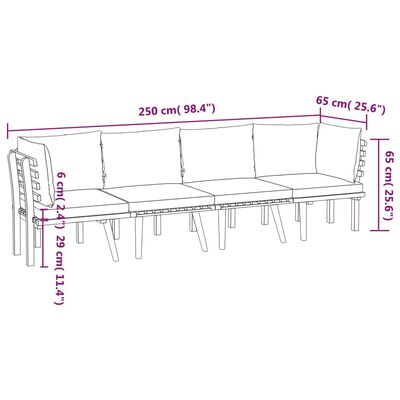 vidaXL 4 Piece Patio Lounge Set with Cushions Solid Acacia Wood