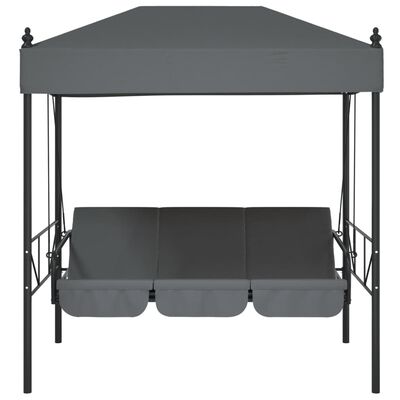 vidaXL Patio Swing Bench with Canopy Dark Gray Steel