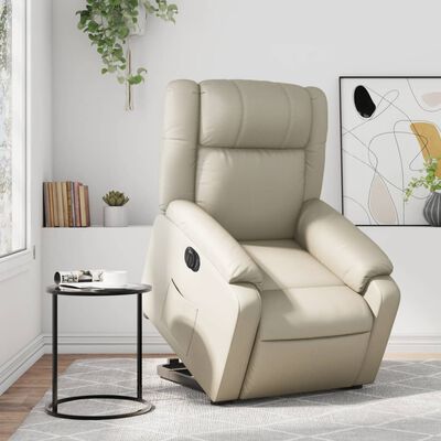 vidaXL Electric Stand up Massage Recliner Chair Cream Faux Leather