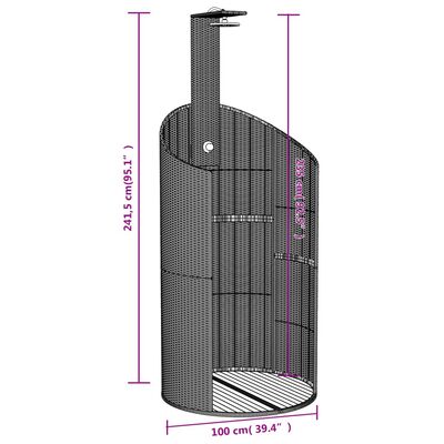 vidaXL Outdoor Shower Gray 39.4"x39.4"x95.1" Poly Rattan and Acacia Wood