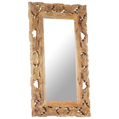 vidaXL Hand Carved Mirror Brown 31.5"x19.7" Solid Mango Wood