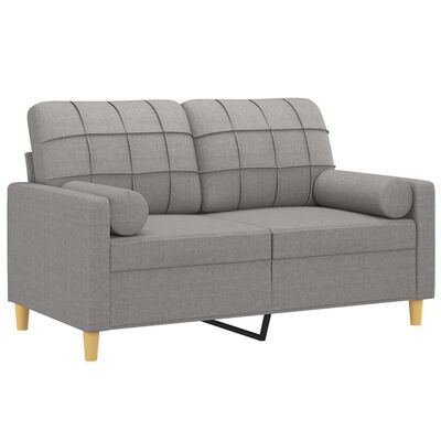 vidaXL 2-Seater Sofa with Pillows&Cushions Light Gray 47.2" Fabric