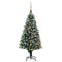 vidaXL Artificial Pre-lit Christmas Tree with Ball Set&Pinecones 59.1"