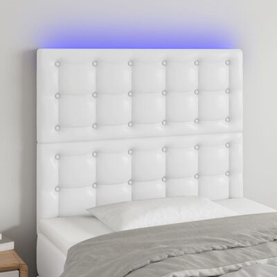 vidaXL LED Headboard White 39.4"x2"x46.5"/50.4" Faux Leather