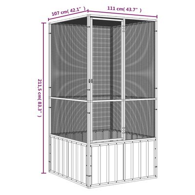 vidaXL Bird Cage Anthracite 43.7"x42.1"x83.3" Galvanized Steel