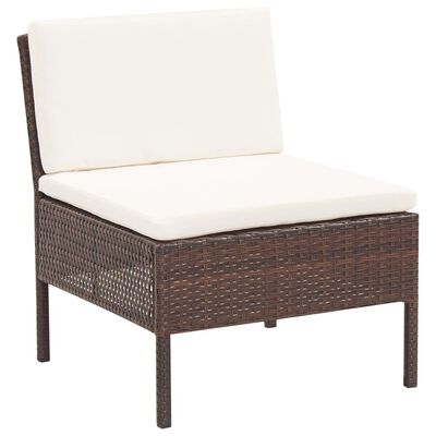 vidaXL 6 Piece Patio Lounge Set with Cushions Poly Rattan Brown