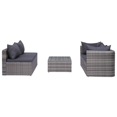 vidaXL 8 Piece Patio Lounge Set with Cushions Poly Rattan Gray