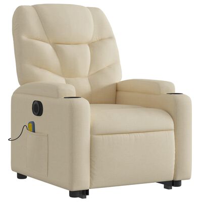 vidaXL Electric Stand up Massage Recliner Chair Cream Fabric