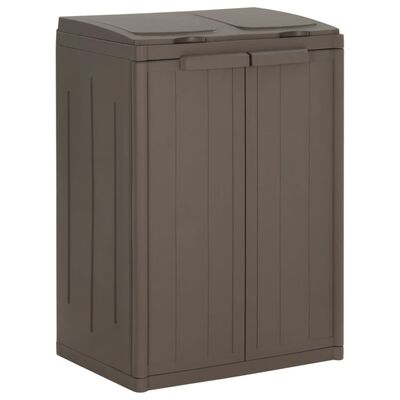 vidaXL Trash Bin with 2 Doors Brown 25.6"x17.7"x34.6" PP