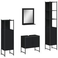 vidaXL 4 Piece Bathroom Cabinet Set Black Engineered Wood