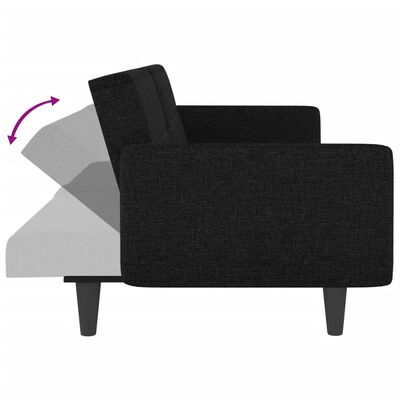 vidaXL Sofa Bed with Cup Holders Black Fabric