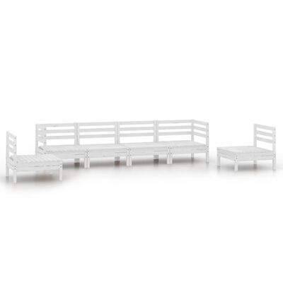 vidaXL 6 Piece Patio Lounge Set White Solid Pinewood